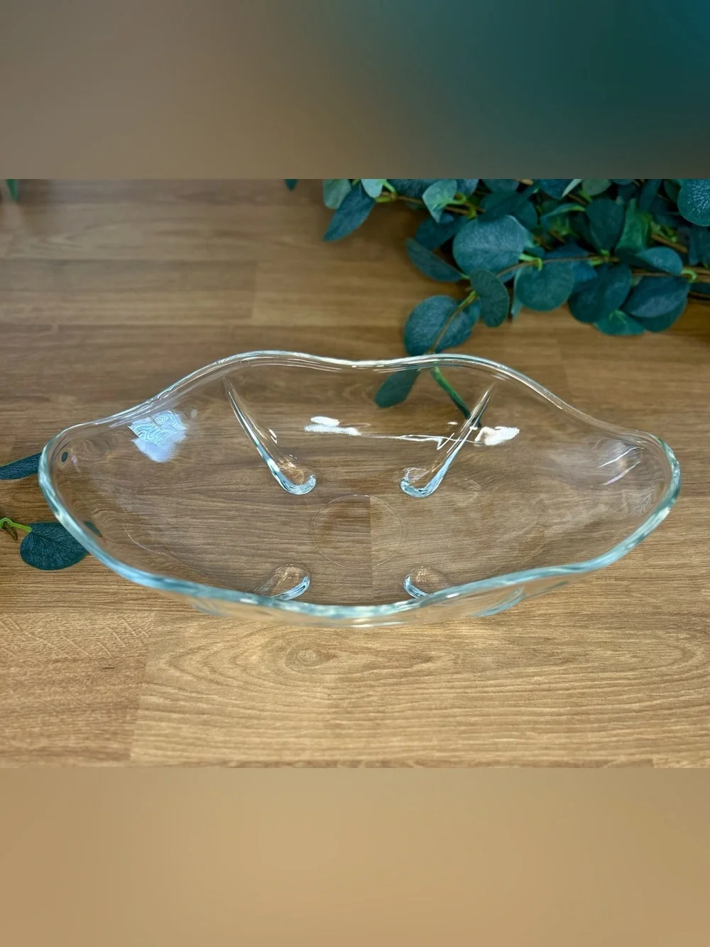 Set of 4 Anchor Hocking Early Swedish Modern Wave Edge Footed Glass Bowls